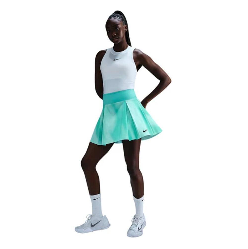 NIKE Women's Dri-Fit Pleated Tennis Skirt XL Glacier Blue Print Skort NWT